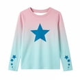 thumbnail image 3 of Girls Long Sleeve Shirt Star Print Crew Neck Casual Loose Fit Pullover Tops for Kids Fall Outfits Casual T-Shirt, 3 of 3