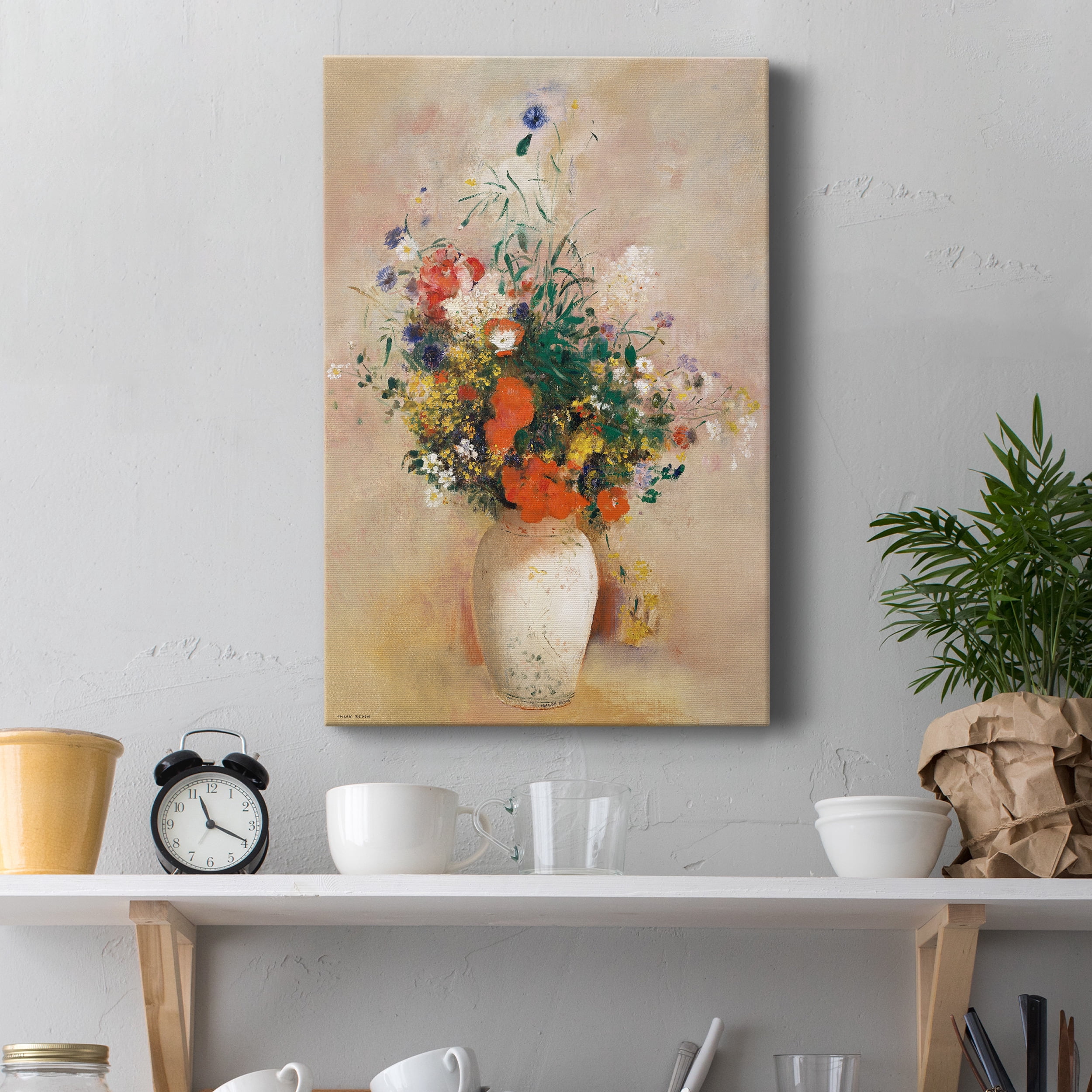 Vase of Flowers (Pink Background) Premium Gallery Wrapped Canvas - Ready to Hang - 24 x 36