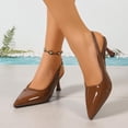 thumbnail image 7 of Hurxie Women's Slingback Kitten Heels Closed Pointed Toe Backless Wedding Party Dress Pumps Shoes Brown 7, 7 of 7