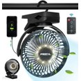 thumbnail image 1 of Ventilador Portátil Con Clip, 65 Horas De Trabajo, Ventilador Para Acampar Con Luces Led Y Gancho, Ventilador Con Batería De 12000 De Capacidad, Con Abrazadera, Recargable Por Usb Para Escritorio, Tie, 1 of 5
