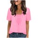 thumbnail image 3 of TaTaai Women's Casual Faux Two Piece Short Sleeve Top, Solid Pattern, Round Neck, Fashion Daily Home Wear, Comfortable Fabric Gift, 3 of 5