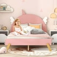 thumbnail image 2 of Aukfa Platform Bed with Unicorn Horn Headboard for Kids, Wood Full Size Bed Frame - Pink, 2 of 8