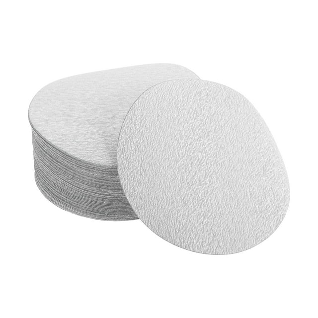 Discos de Lija Unique Bargains, 4.92" 800 Grano para Reparación Automotriz, Papel de Lija Redondo con Gancho y Bucle de Óxido de Aluminio Blanco, 50 Pcs