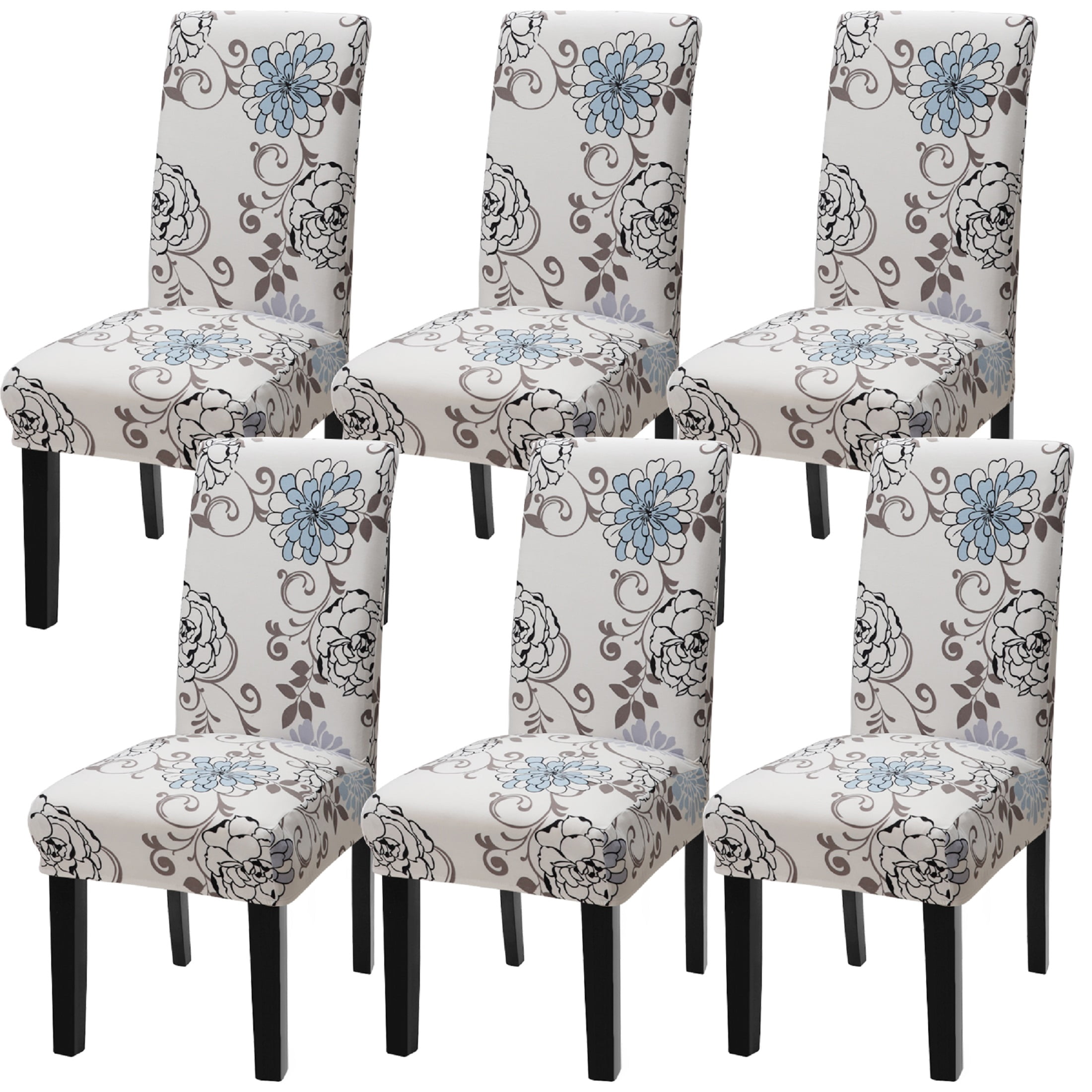 Fuloon Pcs Easy Fit Dining Room Chair Slipcover, Floral Gray