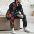 thumbnail image 7 of Lsque Neon Spectrum Cat Portrait Pattern Long Sleeve Pajama Set for Men - Soft 2-Piece Sleepwear and Loungewear Set with Pockets, Comfy Nightwear-X-Large, 7 of 7