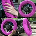 thumbnail image 5 of FH Group Cozy Soft Fluffy Fuzzy Universal Fit Plush Doe16 Faux Fur Steering Wheel Cover for Car, SUV, Van, Truck - Purple, 5 of 6