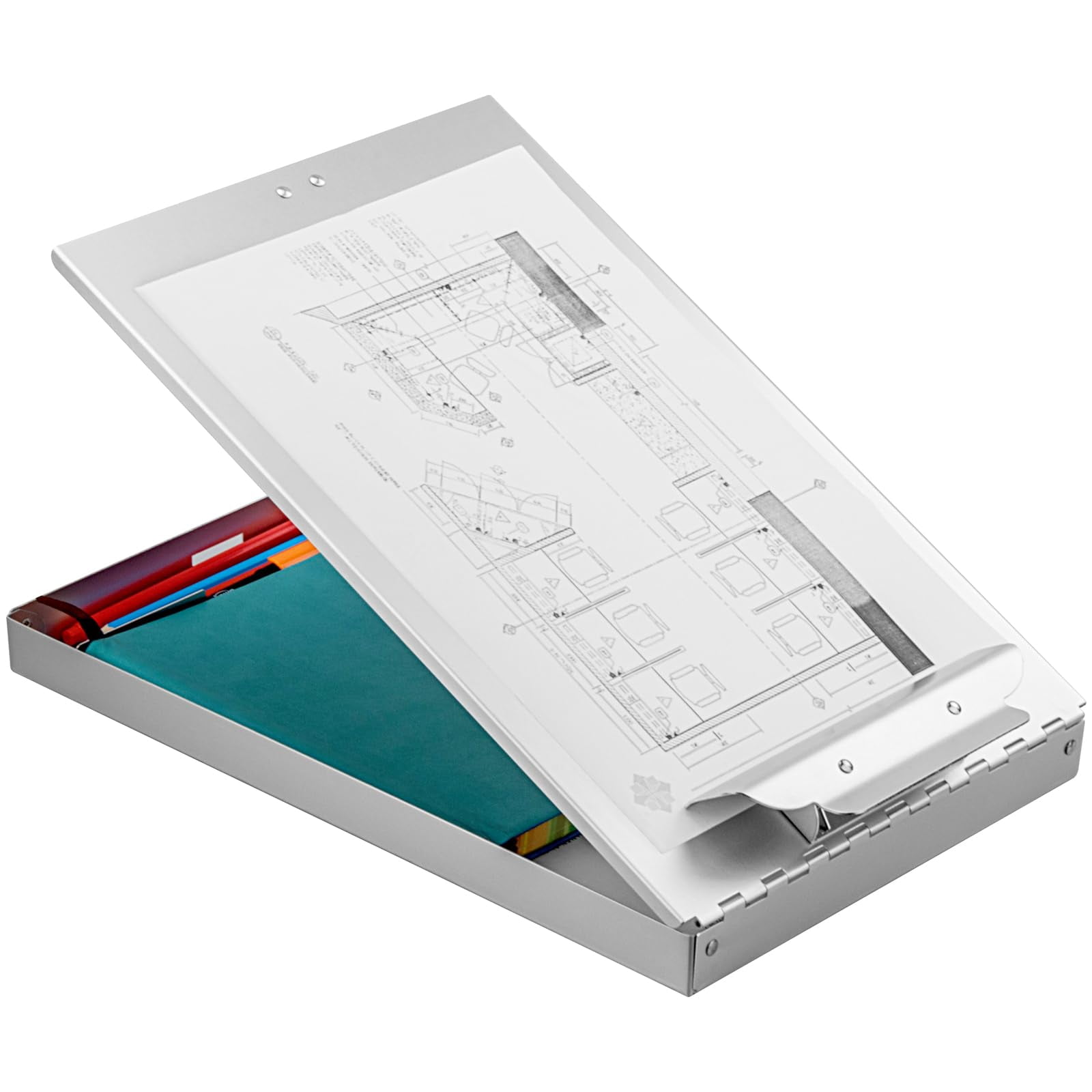 Recycled Aluminum Storage Clipboard, Clipboard Box, Form Holder, Suitable for School, Office, Jobsite or Medical Staff, 9.25 x 13.78 Inches, Silver