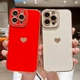thumbnail image 5 of Design for iPhone 13 Pro Max 5g 6.7” Phone Case,Luxury Gold Plating Cute Love Heart Case with Camera Protection Soft Silicone Shockproof Cover Bumper with Side Heart Pattern(White), 5 of 11