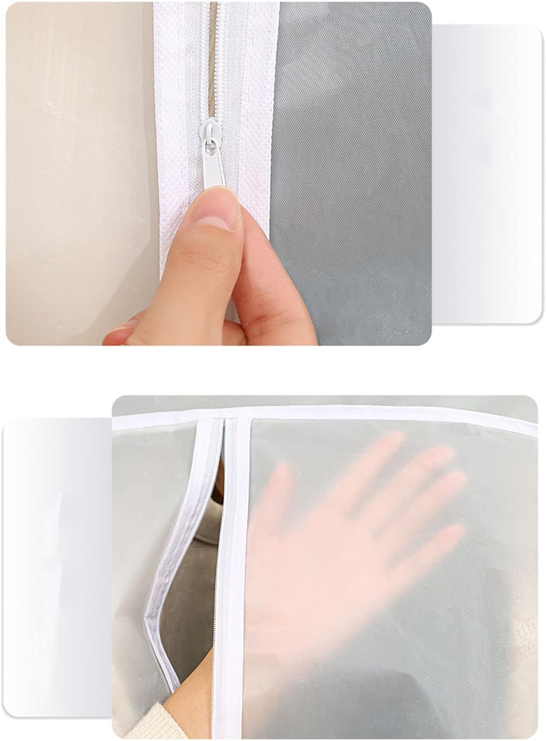 ZHAAGRJ Long Garment Bags for Hanging Clothes Storage, Clear Moth Proof Suits Covers Gussetes for Closet Storage Travel, Plastic Protector for Dress Gowns, Coats, Suit, Down Jacket CJA#12006