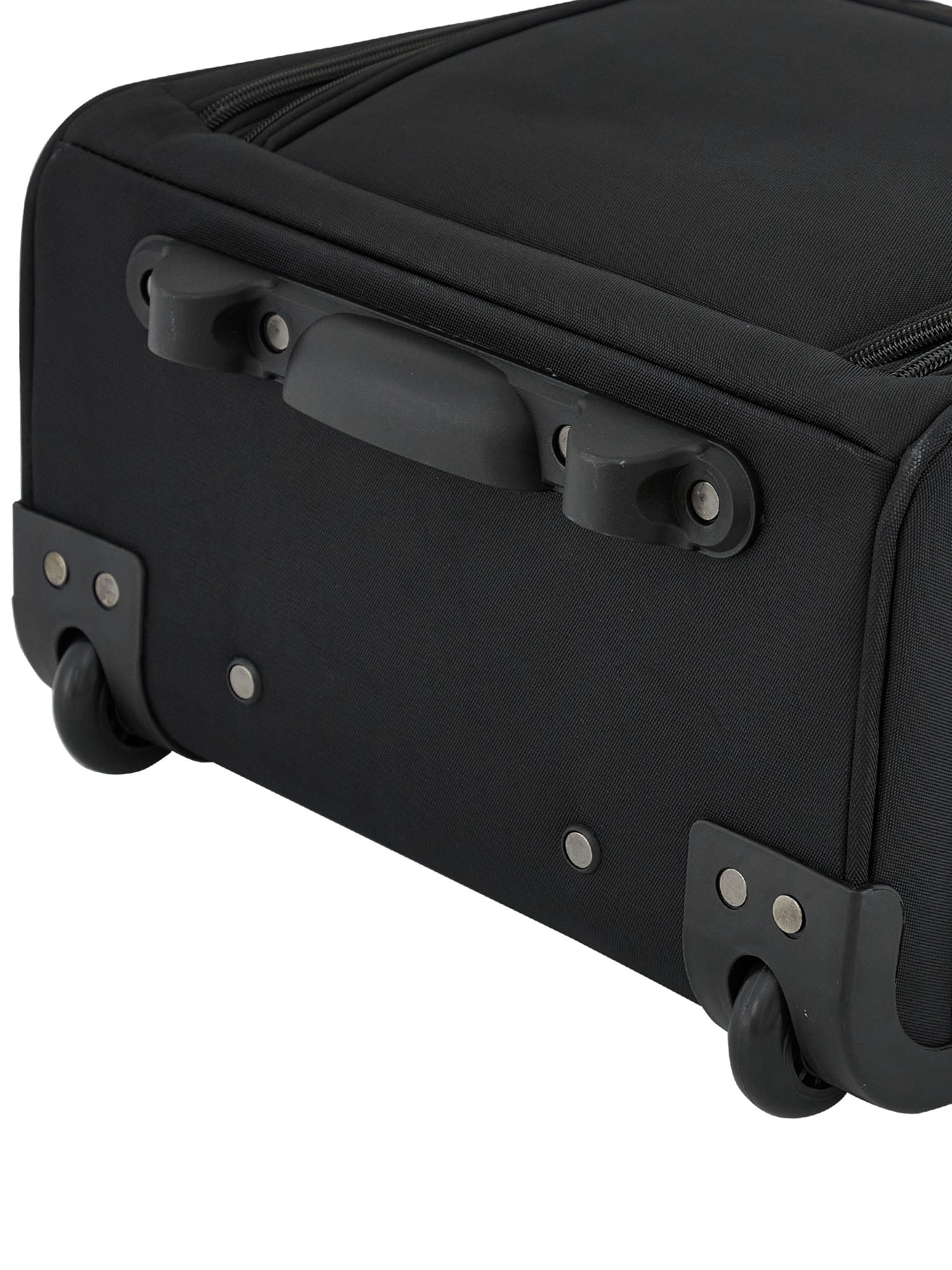 French Connection 16-Inch Rolling Under Seater Luggage with USB Port, Black