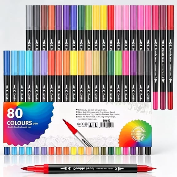 80 Colors Art Brush Marker, Dual Tip Coloring Markers,Art Markers for Gifts Trendy Stuff, Double Tip Colored Pen for Adult Coloring Books Art Suppliers