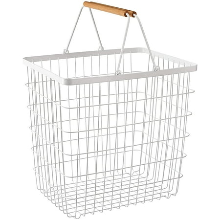Wire Laundry Basket With Wooden Handles, Large Wire Baskets For Toy Storage