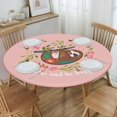 thumbnail image 4 of muroi Flowers and Cherry Round Fitted Tablecloth, Waterproof Round Table Cloth with Elastic Edged Washable Table Cover for Indoor Outdoor Fits 45"-50" Tables, Medium, 4 of 6