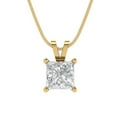 thumbnail image 3 of 1.5 ct Brilliant Princess Cut Solitaire Synthetic Moissanite 14k Yellow Solid Gold Everyday Affordable Designer Necklace Pendant with 18" Chain, 3 of 6