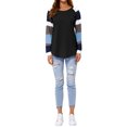 thumbnail image 6 of TWY Women Round Neck Colorblock Spliced Long Sleeve Pullover Tops, 6 of 7