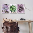 thumbnail image 2 of Purple Sprouting Succulents Close Up Botanical & Floral Graphic Art White Framed Art Print Wall Art, Set of 3, 2 of 8