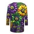thumbnail image 6 of Feancey Tops for Women 3/4 Sleeve Mardi Gras Shirts Dressy Trendy Mask Graphic Crewneck Tees Holiday Casual Loose Carnival Themed T-Shirts Multicolor XXL, 6 of 6