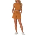 thumbnail image 1 of Conjunto Casual para Mujeres con Cuello Redondo, Top Sin Mangas con Cintura Elástica y Conjunto de Pantalones Cortos Caramelo XL, 1 of 6