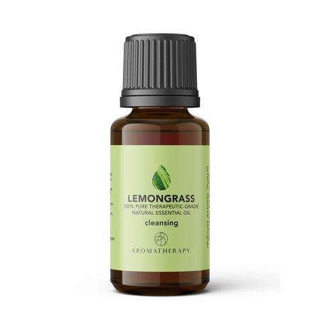 Aquableu Therapy Grade Natural Lemongrass Oil - 100% Pure and Undiluted Essential Oil – Cleansing - Reduces Anxiety  Muscle Pain Relief – 1oz
