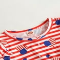 thumbnail image 3 of Kids Girl Ruffle Dresses Short Sleeve  Neck Striped Party Princess Dress+ Head Band, 3 of 5