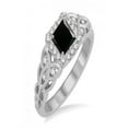 thumbnail image 2 of Antique 1.25 Carat Princess cut Black and White Diamond Wedding Ring in 14k White Gold, 2 of 2