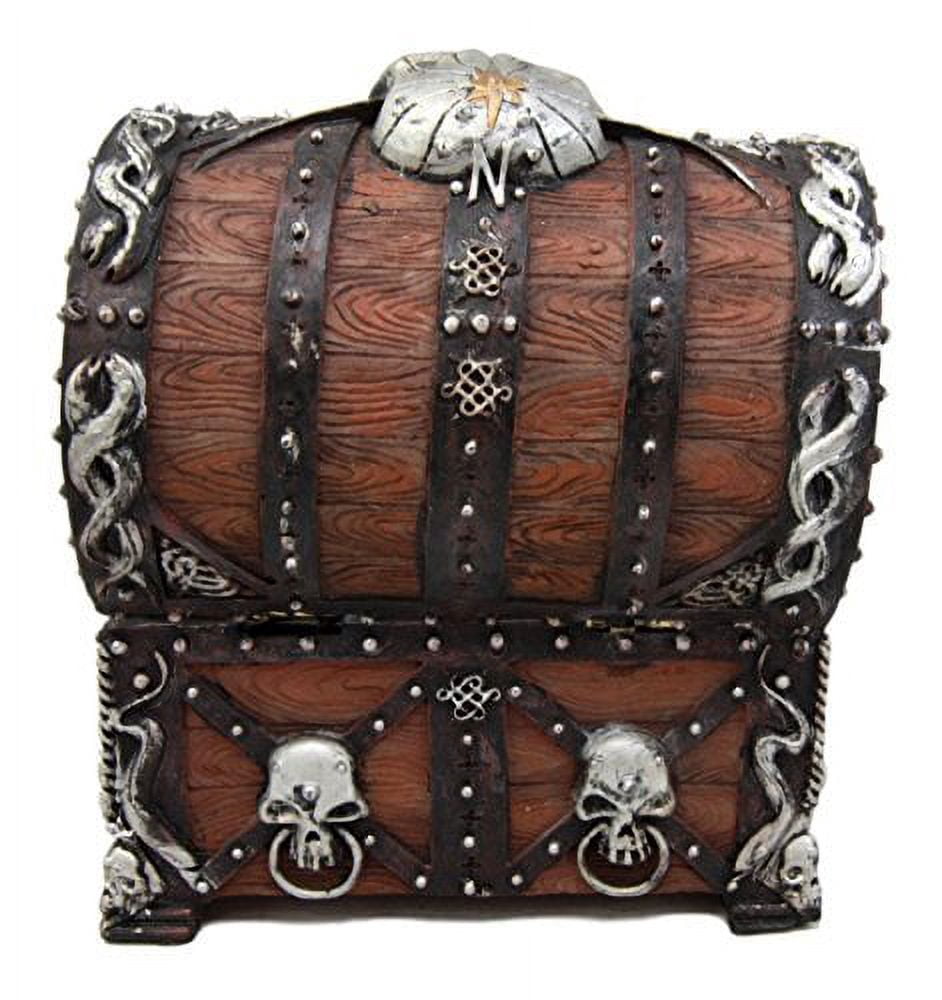 Ebros Pirate Skull With Crossed Dagger Blades Treasure Chest Box Jewelry Box 5"L