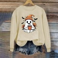 thumbnail image 3 of Women's Ghost Graphic Sweatshirts Halloween Long Sleeve Crew Neck Sweater Funny Cute Trendy Fall Sweat Shirts Tops Light Blue, S, 3 of 6