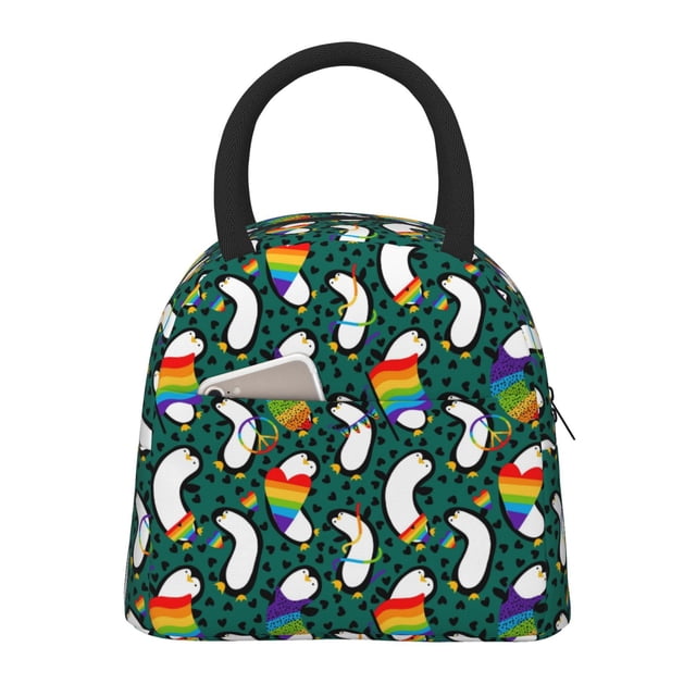 Disketp Lgbt Penguin Bolsa Térmica para Almuerzo, Lonchera con Abertura Amplia y Gran Capacidad, Organizador Reutilizable para Mujeres, Hombres y Adultos