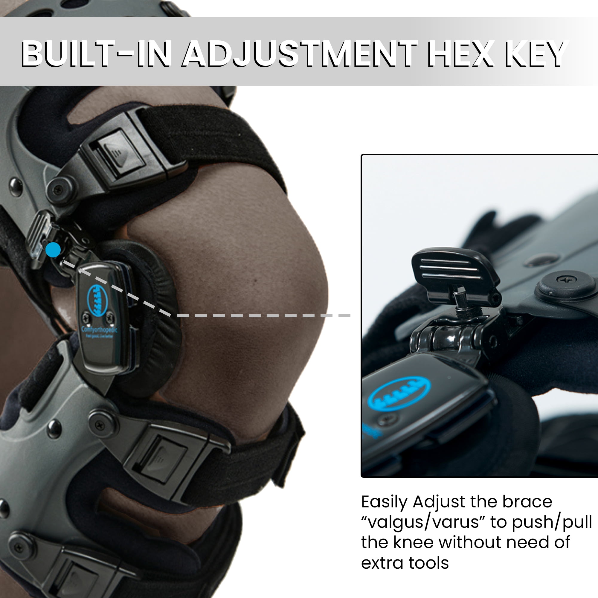 Comfyorthopedic Osteoarthritis OA Unloader Knee Brace For Cartilage Degeneration, Arthritis Knee Pain Support, Bone On Bone Knee Offloader With Built-in Adjustment key.Left