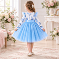 thumbnail image 6 of Lanbubble Toddler Girls Long Sleeve Dress Floral Tulle Dress with Ruffle Shoulders, 3-16 Years, 6 of 8