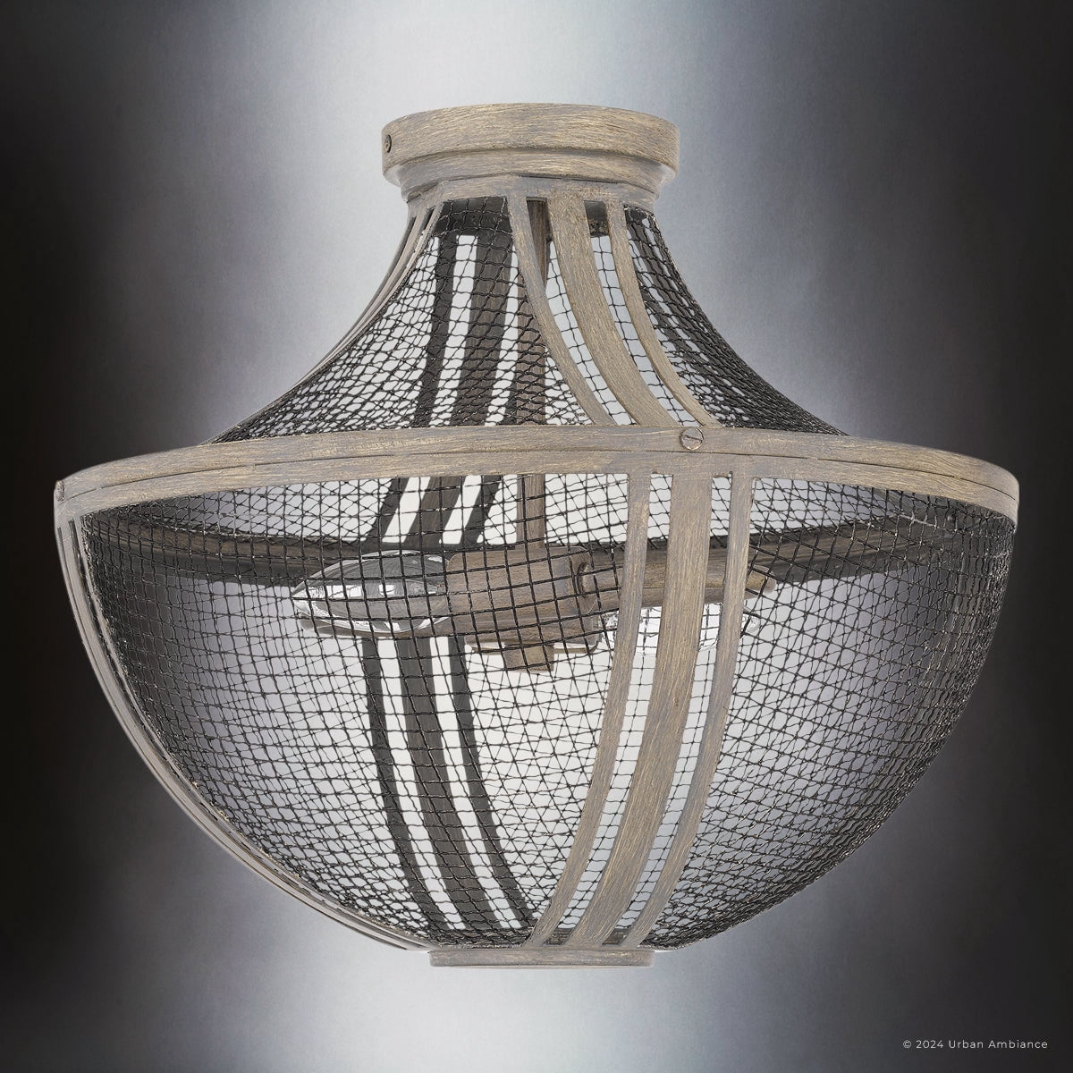 Luxury Modern Farmhouse Ceiling Light, Distressed Grey Wood, UQL5411