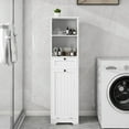thumbnail image 2 of IVV Tall Bathroom Cabinet with Laundry Hamper Basket, Tilt-Out Laundry Sorter Cabinet with Upper Storage Shelves and Storage Drawer, 15.75"L x 13.78"W x 55.12"H, White, 2 of 9