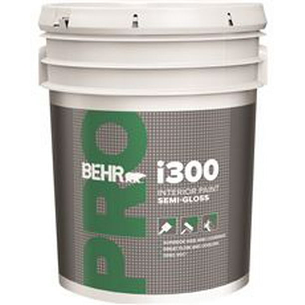 BEHR PRO I300 SEMIGLOSS INTERIOR PAINT, 5 GALLON, LINEN WHITE