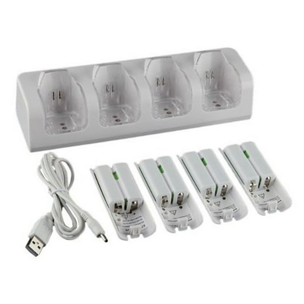 Soporte de carga,4Pcs 2800mAh Células recargables y Wii Cell Charge Dock Stand para Wii Remote Switc TOMSHOO Blanco