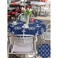 thumbnail image 6 of Outdoor Tablecloth with Umbrella Hole Zipper Navy Blue Anchor Nautical Round Tablecloth 54" Waterproof Outside Table Cloth Coastal Summer Ocean Sea Patio Table Cover Tablecloths for Picnic Party, 6 of 8