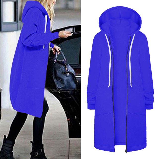 Puntoco Chaqueta con capucha para mujer, color sólido, cremallera, manga larga, bolsillo, blusa superior Puntoco Puntoco-1