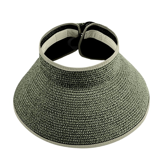 Umfun Women's Wide Brim Straw Visor, Open-Top Sun Hat with Adjustable Back, Breathable Woven Visor for Beach and Outdoor Activities
