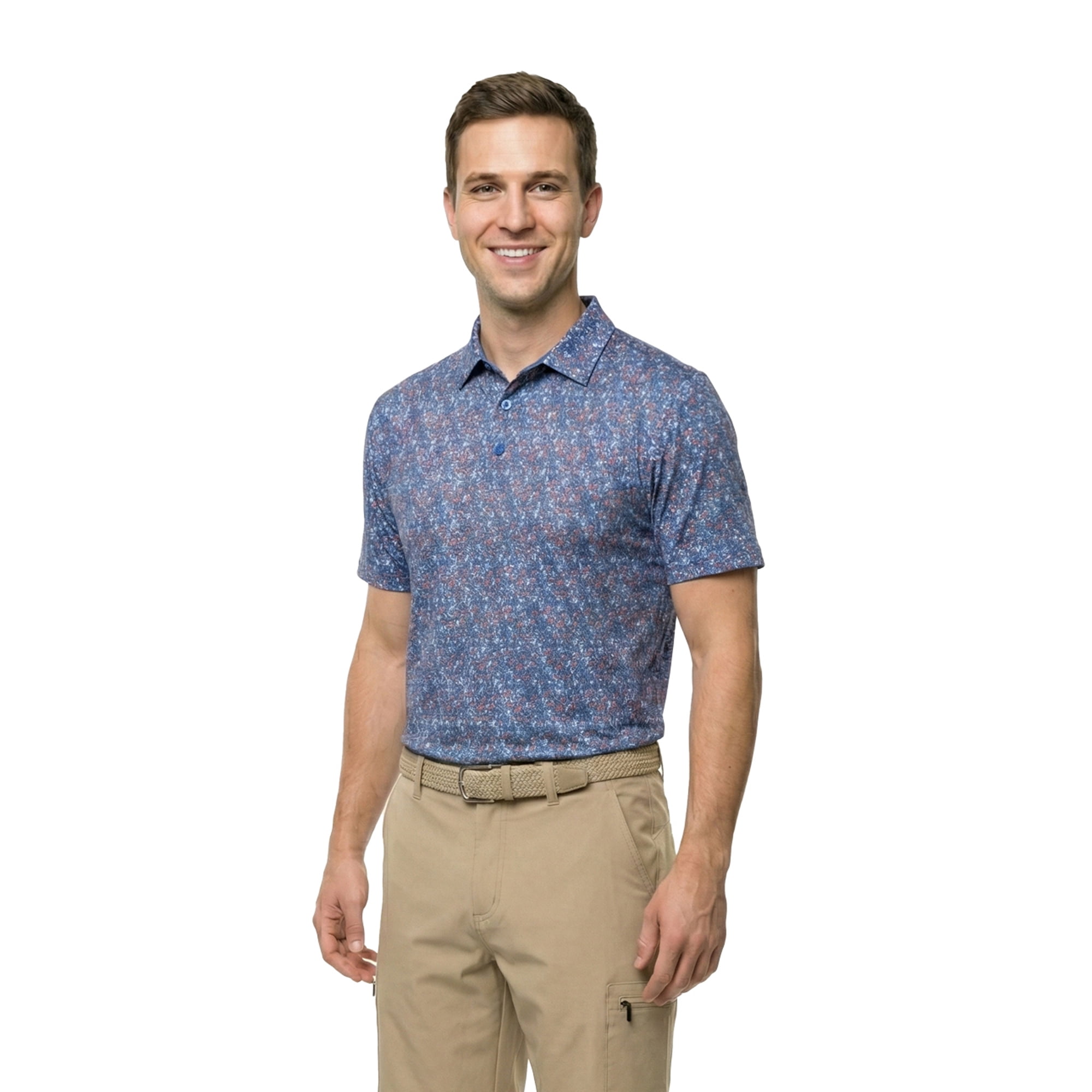 Birdie Bound Men's and Big & Tall Liberty America 250 Blossoms Print Polo Top, Sizes XS-4XLT