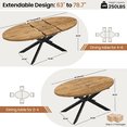 thumbnail image 5 of 63"-78.7" Extendable Round Dining Table Set for 4, 5 Piece Mid Century Modern Oval Kitchen Table Set, Large Dining Table with 4 Dining Chairs for Living Room Space Saving, 5 of 8