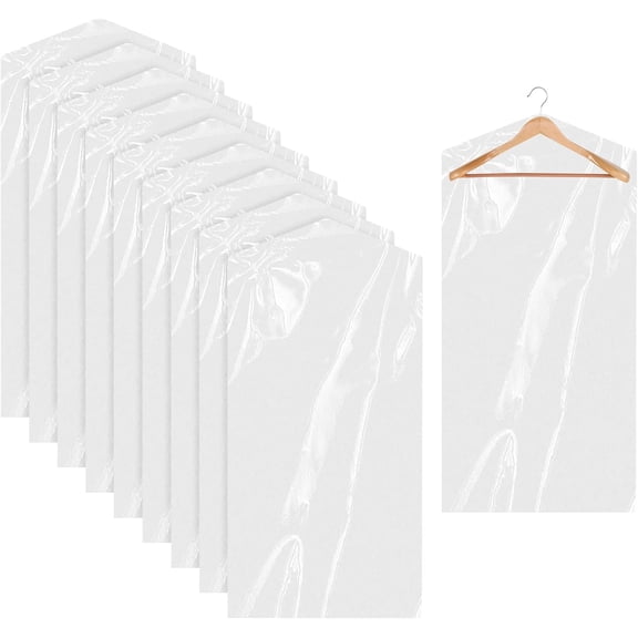10Pcs Dry Cleaner Bags Plastic Clear Dress Bag 39Inch Long Dry Cleaning Bag for Clothes, Plastic Garment Bags for Hanging Clothes, Long Dresses, Suits, Gowns, Dance Costumes, 60x100 cm