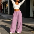 thumbnail image 5 of LEAVINGSUO Wide Leg Sweatpants for Women Solid Color Sweatpants With Pockets Long Pants For Home And Outdoor Sports Pink S, 5 of 8