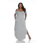 White Mark Women's Plus Size Cold Shoulder Maxi Dress