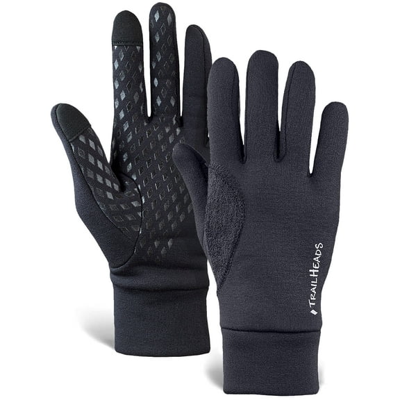 TrailHeads Men’s Running Gloves - Black Touchscreen Gloves - Lightweight Gloves - small