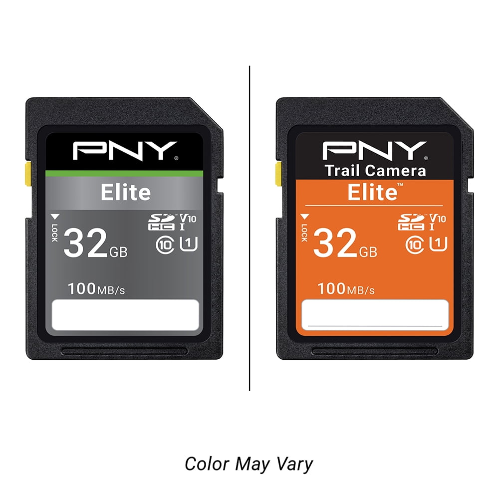 PNY 32GB Elite Class 10 U1 V10 SDHC Trail Camera Flash Memory Read Up to 100MB/s, UHS-I, HD Photo & Video, Outdoor Camera, DSLR Camera, Tactile Use, Wildlife Enthusiasts (Packaging May Vary)