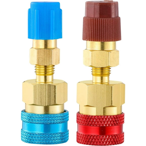 ORUYROP R1234yf Quick Couplers Kit, R1234YF to R134A Quick Coupler Adapter, High/Low Side Quick Coupler R1234YF AC Charging Hose Adapter Fitting Connector for Car Conditioner AC Charging