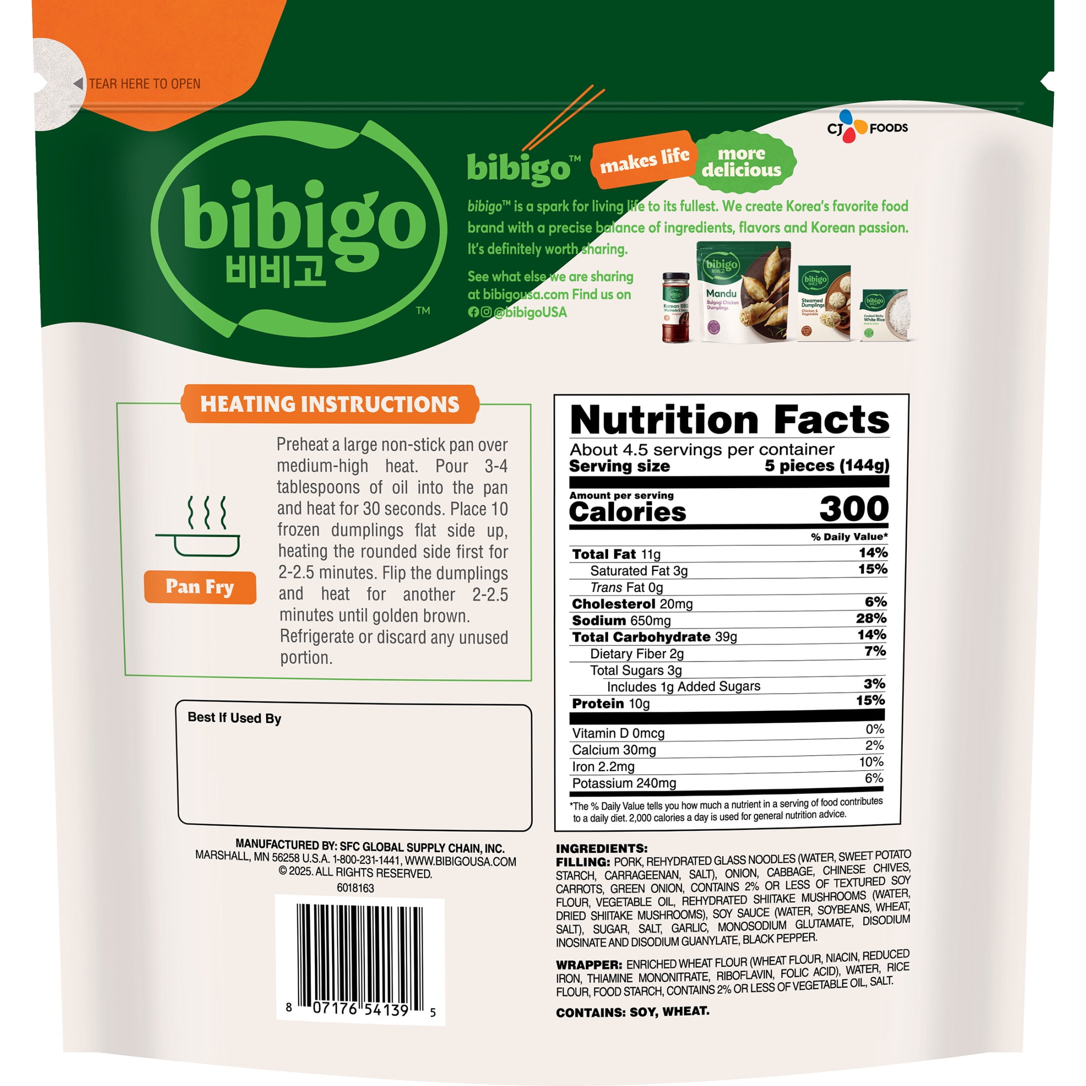 Bibigo Frozen Pork & Vegetable Japchae Potstickers, 24.0 oz