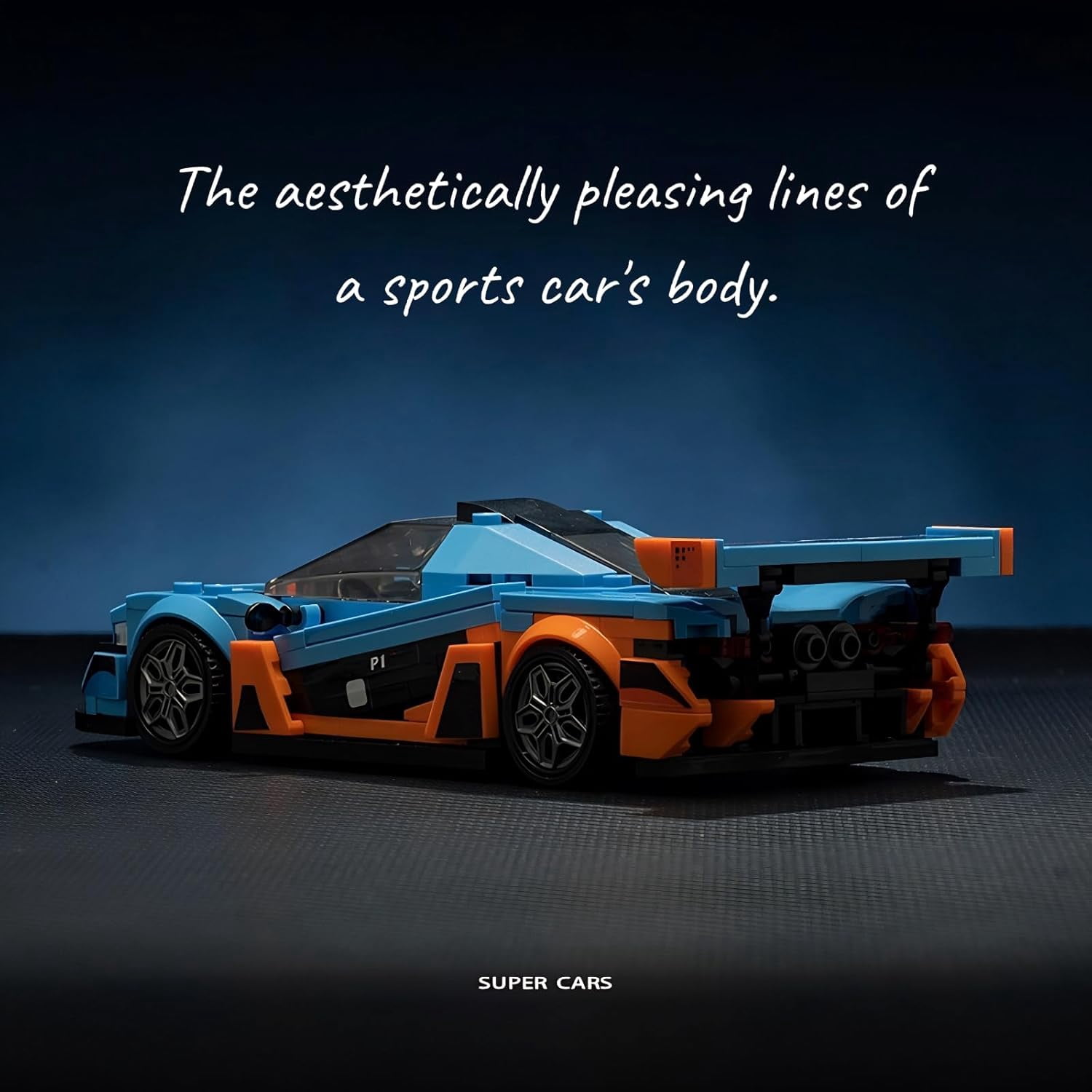 Sports Car Building Set, 1:20 Blue MOC Speed Racing Cars Toys for Adults, Collectible Model Vehicle Kits for Cars Lovers, 348 Pieces