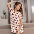 thumbnail image 3 of Wukai Dachshund Walking Print Women's Loose Short Sleeve Nightgown, Soft Sleep Dress for Comfortable Relaxation, Casual Lounge Wear, 3 of 6