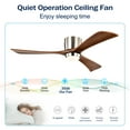thumbnail image 4 of 52-Inch Ceiling Fan with Light Remote Control, Quiet Reversible DC Motor, 6 Speeds, 3 Blades, Indoor Outdoor Ceiling Fan for Bedroom, Living Room, Patio (Stain Nickel + Walnut ), 4 of 9