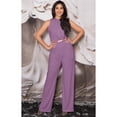 thumbnail image 3 of KOH KOH Long Pants Jumpsuit Formal One Piece Cocktail Evening Fall Dressy Pantsuit Romper Workwear Casual Outfit Tall Sleeveless Playsuit For Women Plum Light Purple XX-Large US 18-20 NT202, 3 of 6